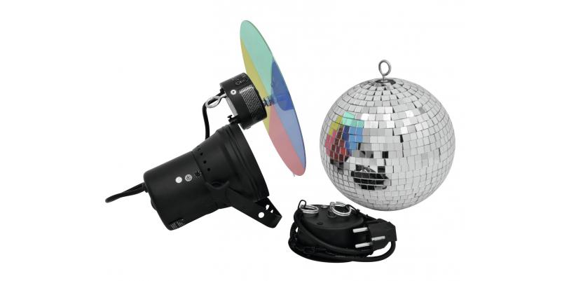 Mirror ball set 20cm with pinspot