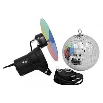 Mirror ball set 20cm with pinspot