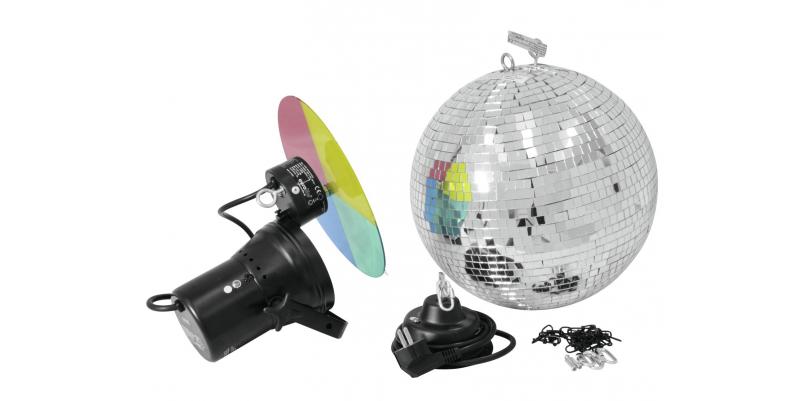 Mirror ball set 30cm with pinspot