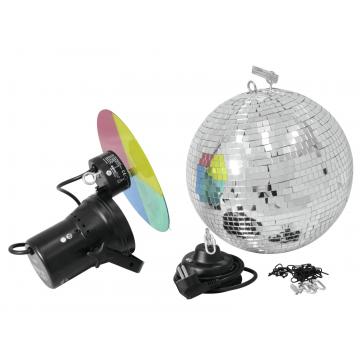 Mirror ball set 30cm with pinspot