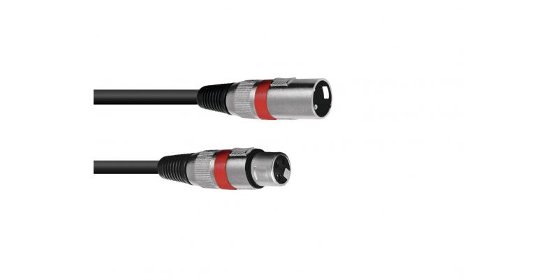 Cablu MC-10R,1m, XLR m/f, balansat, negru/rosu