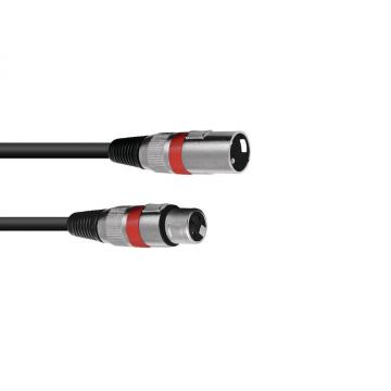 OMNITRONIC - Cablu MC-10R, 1 m, negru/roșu, XLR m/f, balansat