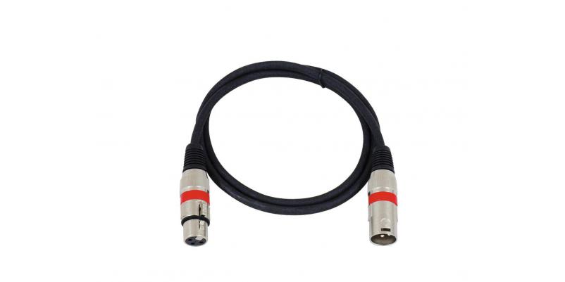 Cablu MC-10R,1m, XLR m/f, balansat, negru/rosu