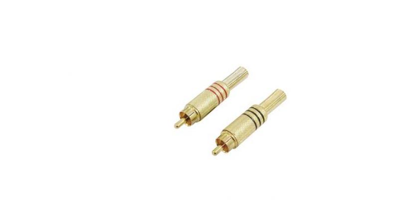 Conector RCA - placat cu aur, 7 mm, pereche roÈ™u/negru