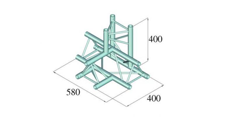 Element "T" schelÄƒ Alutruss DECOLOCK DQ3-PAT42 - 3 puncte / 4 direcÈ›ii / \/