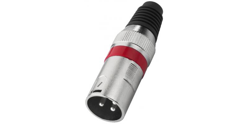 Conector Monacor XLR-207P/RT - 3 pini, tatÄƒ, roÈ™u