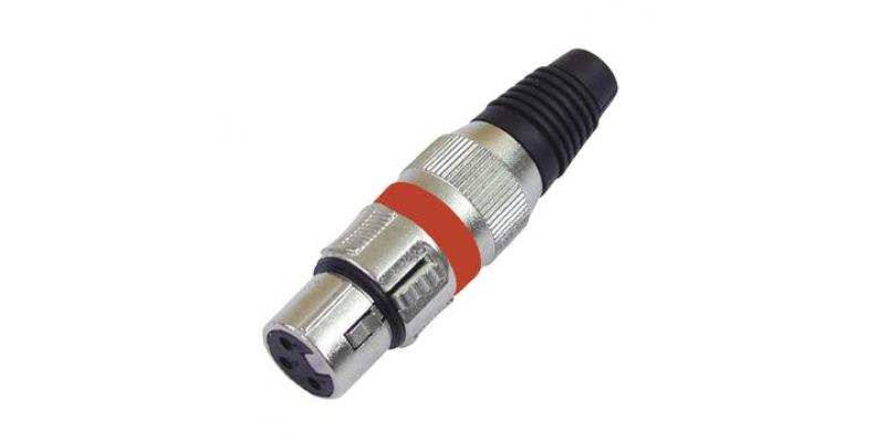 Conector Omnitronic XLR - 3 pini, mamÄƒ, roÈ™u