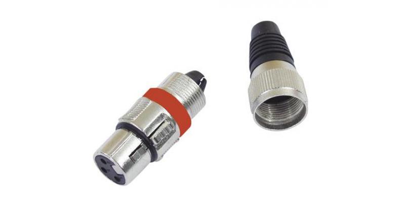 Conector Omnitronic XLR - 3 pini, mamÄƒ, roÈ™u