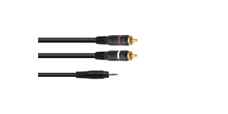 Cablu adaptor Jack stereo 3.5 mm / 2 x RCA - 3 m, negru