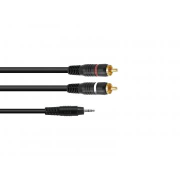 Cablu adaptor Jack stereo 3.5 mm / 2 x RCA - 3 m, negru