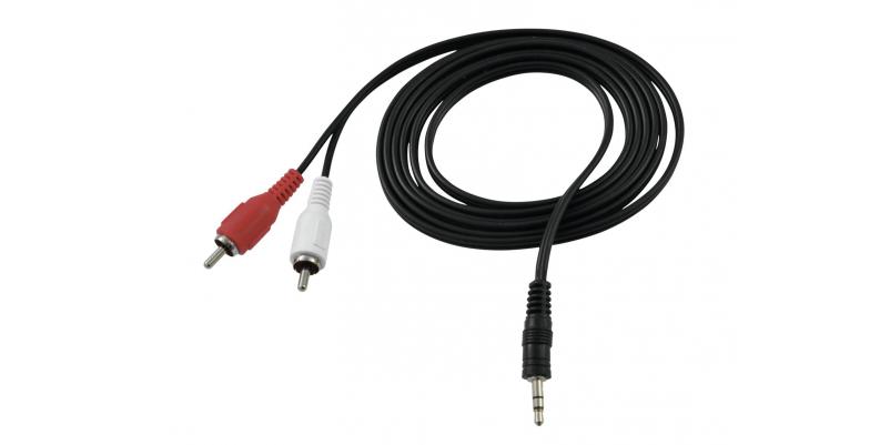 Cablu adaptor Jack stereo 3.5 mm / 2 x RCA - 1.5 m, negru