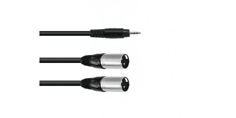 Cablu adaptor Jack stereo 3.5 mm / 2 x XLR (M) - 1.5 m, negru