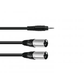 Cablu adaptor Jack stereo 3.5 mm / 2 x XLR (M) - 1.5 m, negru