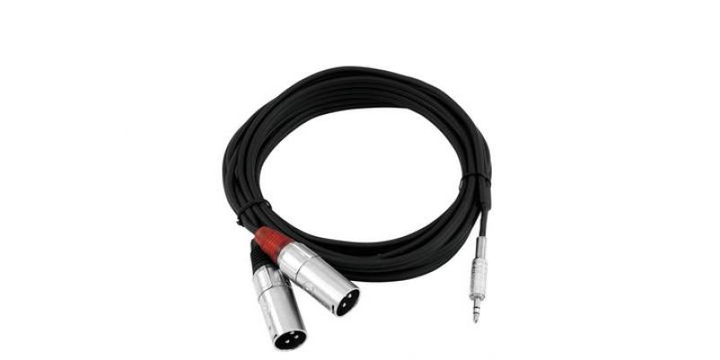 Cablu adaptor Jack stereo 3.5 mm / 2 x XLR (M) - 1.5 m, negru