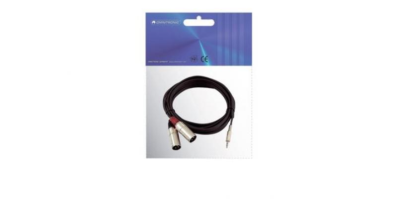 Cablu adaptor Jack stereo 3.5 mm / 2 x XLR (M) - 1.5 m, negru