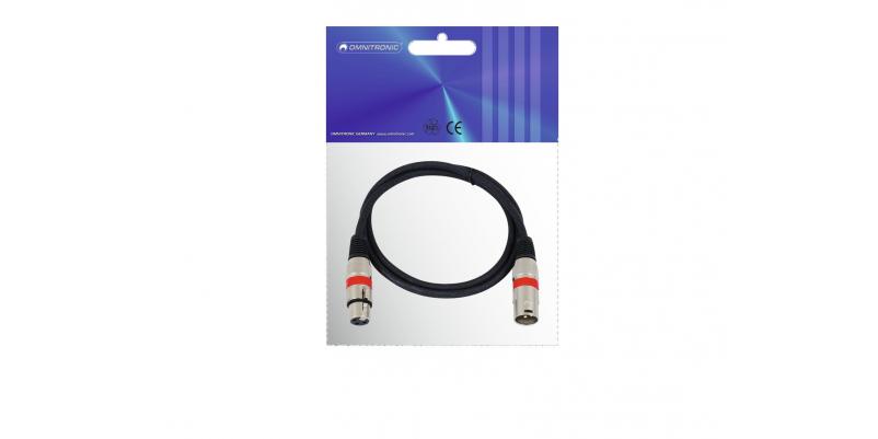 Cablu OMNITRONIC XLR 3pin 1m bk/rd