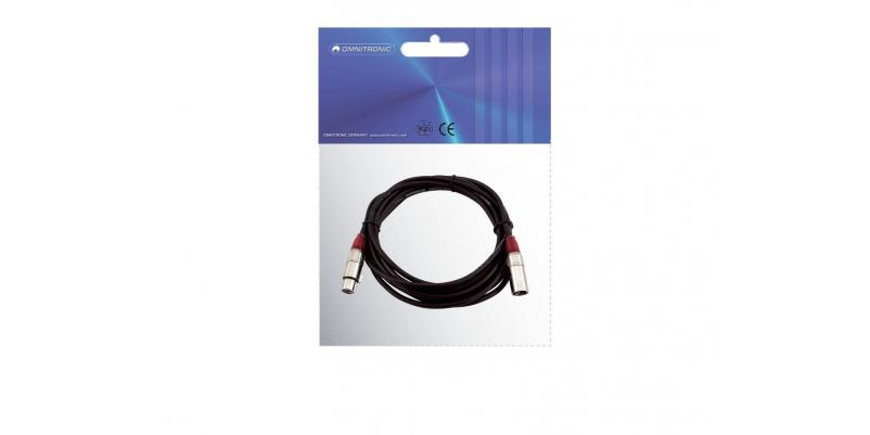 Cablu OMNITRONIC XLR 3pin 3m bk/rd