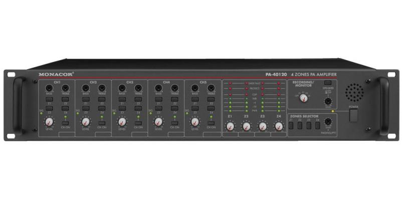 PA-40120, 4-channel mono mixing amplifier