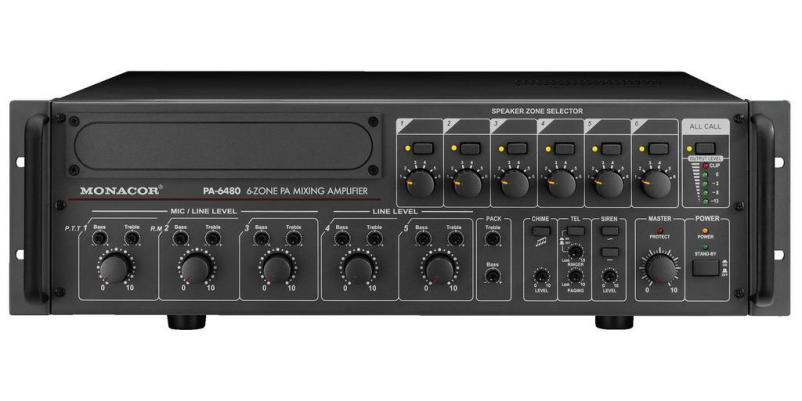 PA-6480, 6-zone mono PA mixing amplifier