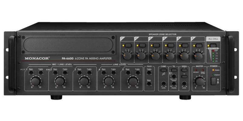 PA-6600, 6-zone mono PA mixing amplifier