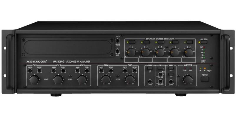 PA-1240, 5-zone mono PA mixing amplifier