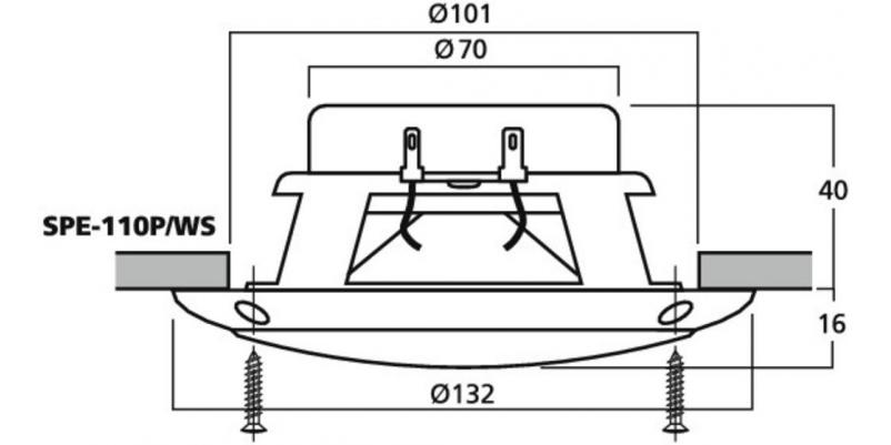 SPE-110P/WS, weatherproof flush-mount speaker, heat-resistant up to 120 Â°C