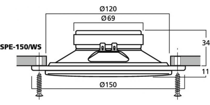 SPE-150/WS, flush-mount full range speaker, 30 WMAX