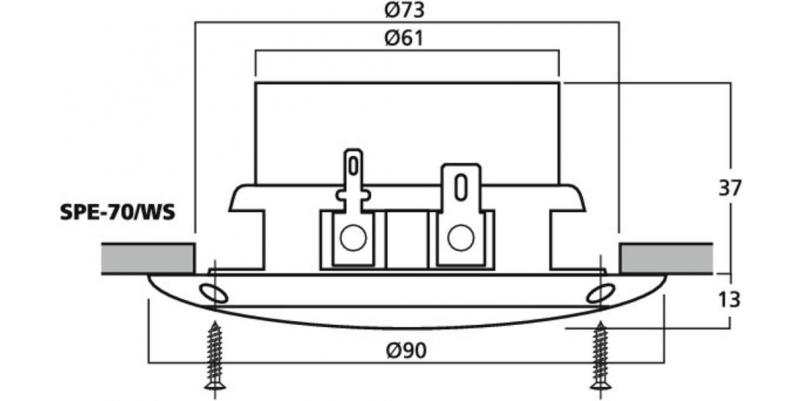 SPE-70/WS, weatherproof flush-mount full range speaker and bass-midrange speaker